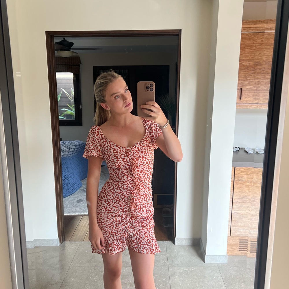 ASTR Floral Red/Orange/ Rust Dress